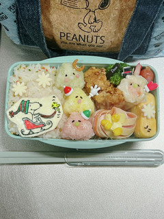 高校男子弁当 スヌーピーサンタ-レシピのメイン写真