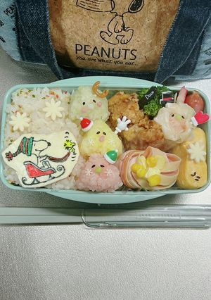 高校男子弁当 スヌーピーサンタ-レシピのメイン写真