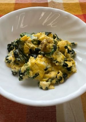 ほうれん草とチーズの簡単卵とじ-レシピのメイン写真