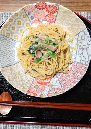 ヨウサマの減塩ペペロ&ナーラパスタ-レシピのメイン写真