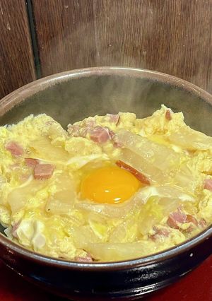 白菜とハムで親子？丼-レシピのメイン写真