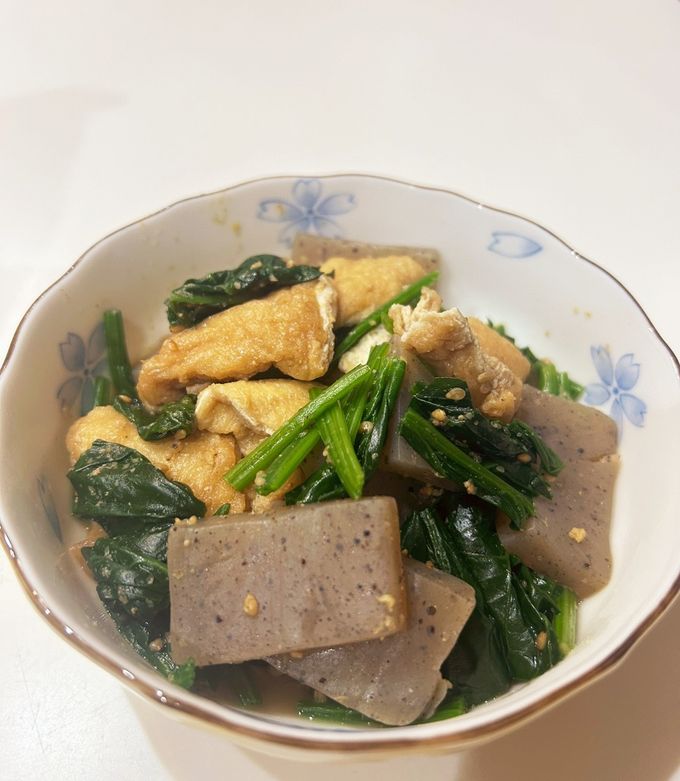 ほうれん草、蒟蒻、油揚げの煮物-レシピのメイン写真