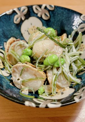 ベビーホタテと茎わかめのマヨ和え-レシピのメイン写真