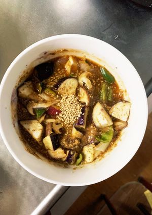 根菜茄子簡単コク旨オイ牛丼味温野菜サラダ-レシピのメイン写真