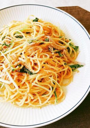 明太子　水菜　紫玉ねぎのパスタ-レシピのメイン写真