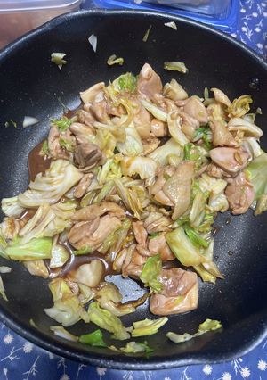 簡単！鶏モモキャベツうなぎケチャップ炒め-レシピのメイン写真
