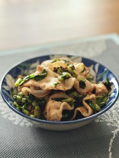 大根の葉と豚肉のバター炒め-レシピのメイン写真