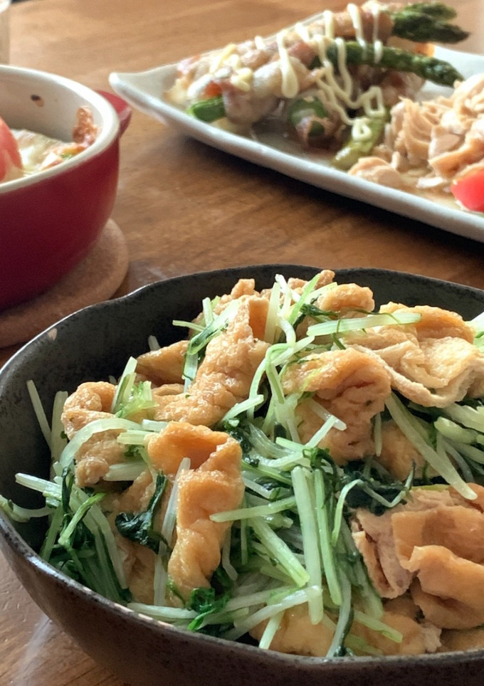 節約！！水菜と薄揚げのおひたし-レシピのメイン写真