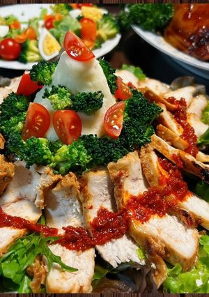 クリスマス風ハリッサローストチキン-レシピのメイン写真