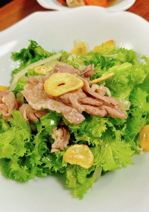 ワサビ菜と豚焼肉のさっぱり塩サラダ-レシピのメイン写真