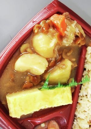 “肉じゃが玉子なめ茸のみそあんかけ”-レシピのメイン写真