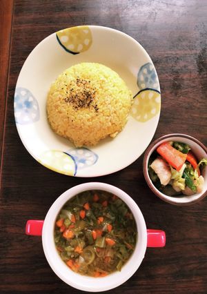 肉野菜炒めとガーリックターメリックライス-レシピのメイン写真