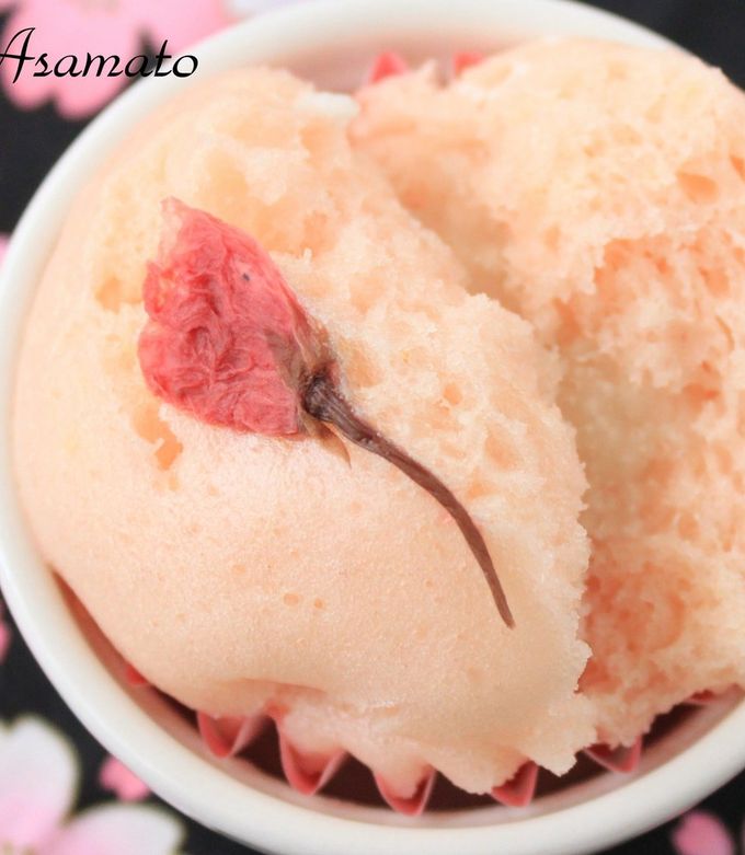 お花見✿ずっとふわふわ蒸しパン✿桜編-レシピのメイン写真