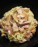 オソムキタケとヒラタケの汁なし麺