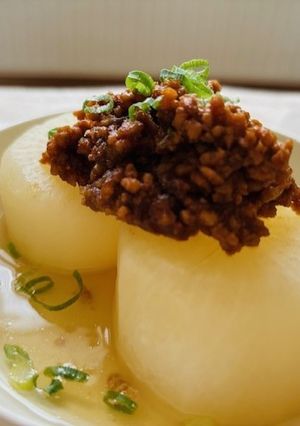 白だしでふろふき大根＆肉味噌がけ-レシピのメイン写真