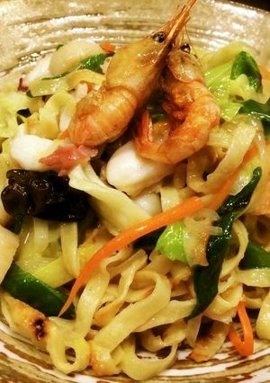 留萌の海鮮を使った上海焼きそば-レシピのメイン写真