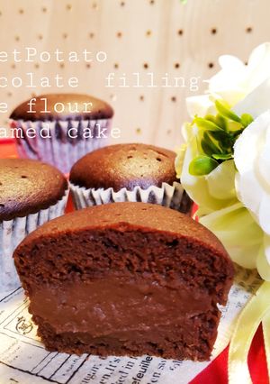 さつまいもチョコたっぷり米粉蒸しケーキ-レシピのメイン写真