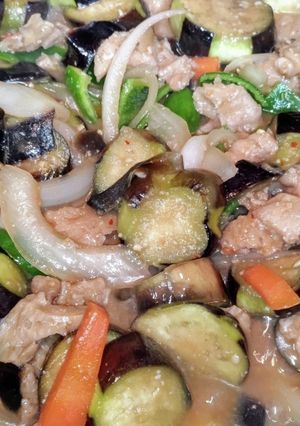 大豆のお肉でなすの味噌炒めがめちゃ美味-レシピのメイン写真