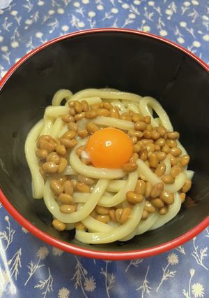 納豆釜玉うどん-レシピのメイン写真