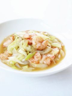 甘いネギが美味しい【エビとネギの甘酢炒め-レシピのメイン写真