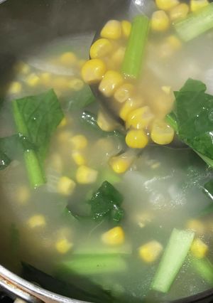 シャキシャキ小松菜コーンの中華スープ-レシピのメイン写真