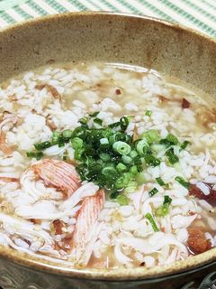 アジアン粥★5分で!カニカマ&梅干和風粥-レシピのメイン写真
