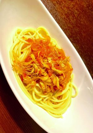 塩サバのトマトソースパスタ-レシピのメイン写真