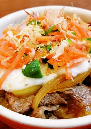 とろろオクラ牛丼。-レシピのメイン写真