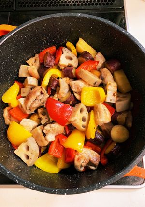 レンコン鶏肉薩摩芋パプリカ焼き-レシピのメイン写真