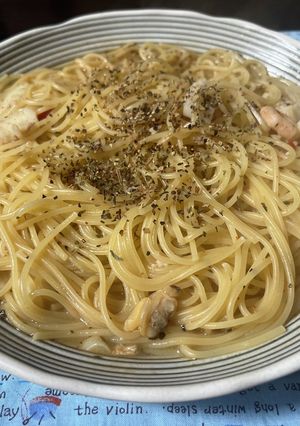 シーフードミックスで簡単スープスパ-レシピのメイン写真