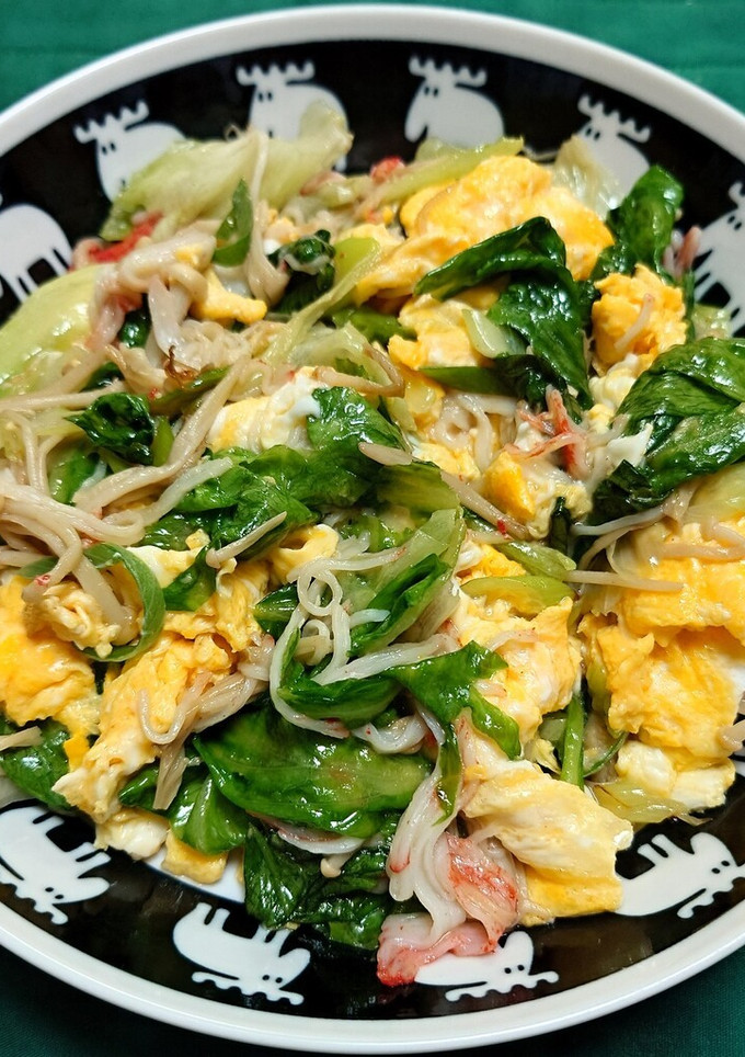 カニかまとレタス他の中華風玉子炒め-レシピのメイン写真