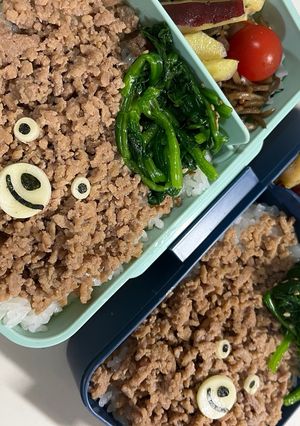 簡単、らくちんそぼろのくまちゃんキャラ弁-レシピのメイン写真