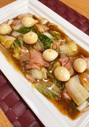 白菜と鶉卵、ハムのオイスター旨煮-レシピのメイン写真