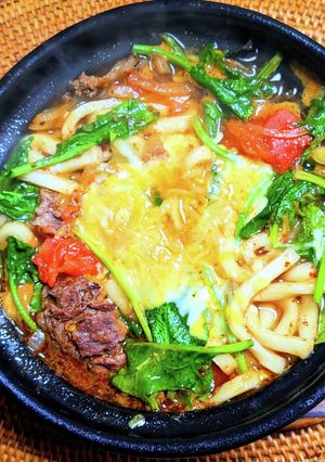 牛肉トマトのとろ〜りチーズうどん-レシピのメイン写真