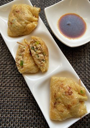 油揚げにピリとろ肉詰め焼き-レシピのメイン写真