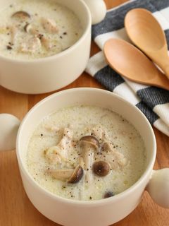 鶏肉としめじのアーモンドミルクスープ-レシピのメイン写真
