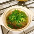 せりと椎茸鳥牛蒡の小鍋