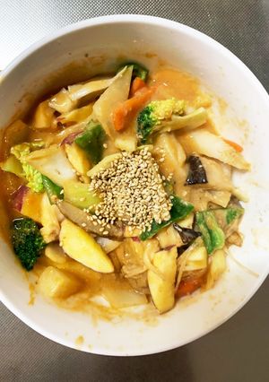 お一人様☆味噌クリーム根菜たっぷり野菜炒-レシピのメイン写真