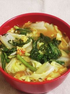 “海鮮チゲ白菜菊名春菊入り鍋風スープ”-レシピのメイン写真