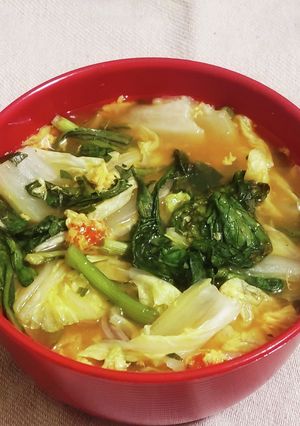 “海鮮チゲ白菜菊名春菊入り鍋風スープ”-レシピのメイン写真