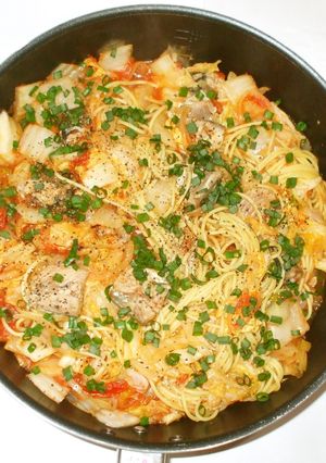 さば缶白菜パスタ♪むくみに鯖・簡単薬膳-レシピのメイン写真