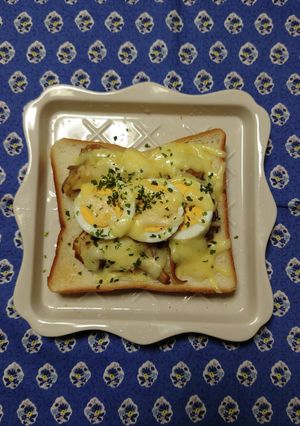 ヨウサマの減塩　舞茸×茹で卵×チーズパン-レシピのメイン写真