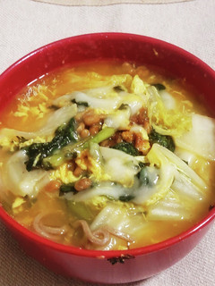 白菜菊名春菊納豆餅チーズ海鮮チゲ鍋お雑煮-レシピのメイン写真
