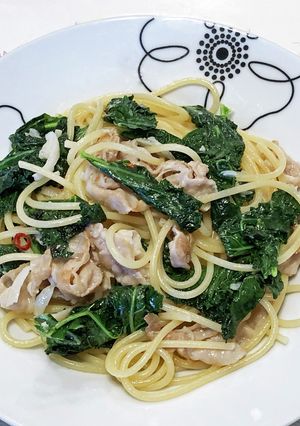ケールと豚バラ肉のパスタ-レシピのメイン写真