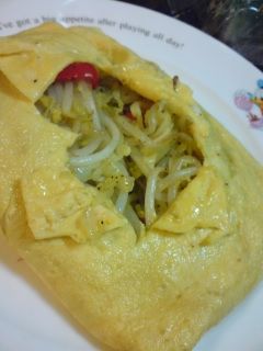 野菜炒めのオムレツ風ふくさ包み-レシピのメイン写真