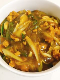鶏のひき肉とネギたっぷり和風カレー丼-レシピのメイン写真