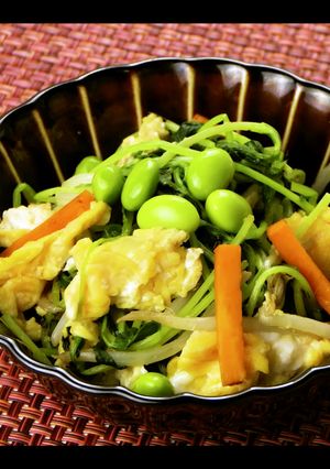 かるしお®　豆苗と卵炒め-レシピのメイン写真