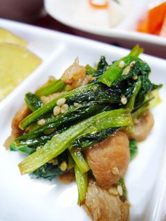小松菜と豚肉のからし醤油炒め-レシピのメイン写真