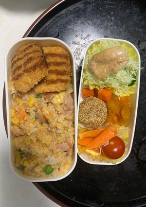 レンジ簡単洋風味噌トマトドリア味炒飯弁当-レシピのメイン写真