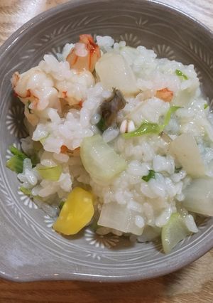 えびと栗の甘露煮の七草粥-レシピのメイン写真